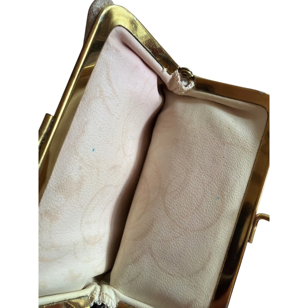 St. Thomas Wallet Beige Sahna Morocco Leather Kiss Lock Vintage Bi-fold Wallet - Picture 3 of 5